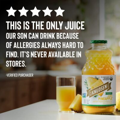 R.W. Knudsen Family Organic Just Pineapple Juice, 100% Juice, 32 oz, Glass Bottle - Imagem 2