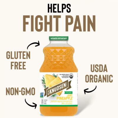 R.W. Knudsen Family Organic Just Pineapple Juice, 100% Juice, 32 oz, Glass Bottle - Imagem 3