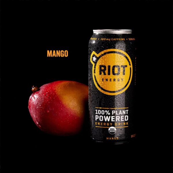 Riot Energy, Organic Mango Energy Drink, Plant Based, 16 fl. oz - Image 3