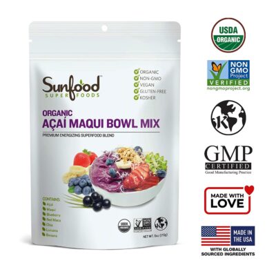 Sunfood Superfoods Organic Acai Maqui Bowl Mix Superfood Powder with Antioxidant, 6 Oz - Imagem 3