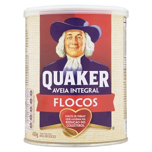 Aveia em flocos Quaker lata 450g.