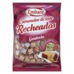 Bala caramelo de leite com recheio sabor goiaba Embaré pacote com 660g