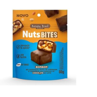 Bombom de Castanha Pasta de Amendoim e Caramelo Zero Nuts Bites 60g