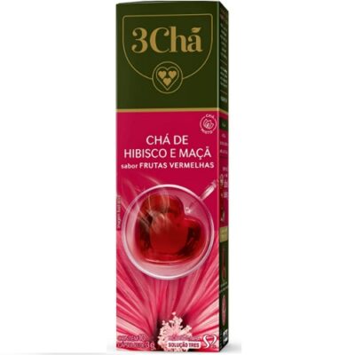 Cápsulas 3Chá Hibisco maçã e frutas vermelhas Três Corações