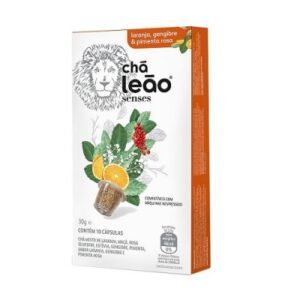 Cápsulas de chá sabor laranja, gengibre e pimenta rosa Leão Sense 30g