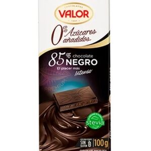 Chocolate amargo 85% cacau sem glúten e sem adição de açúcar Valor 100g