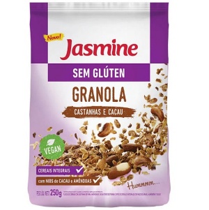 Granola sem glúten castanhas e cacau Jasmine 250g