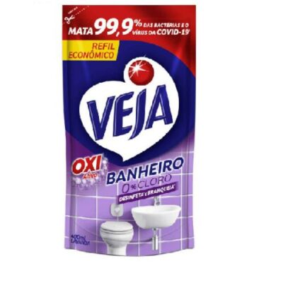 Limpador Veja banheiro Oxi ativo antibac 0% cloro refil 400ml