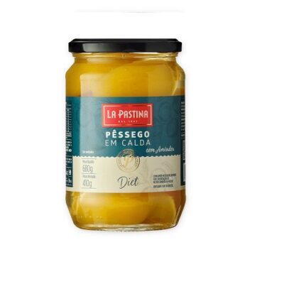 Pêssego Diet em calda adoçado com sucralose La Pastine 410g