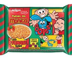 Macarrão instantâneo Turma da Mônica tomate suave Nissin 85g.